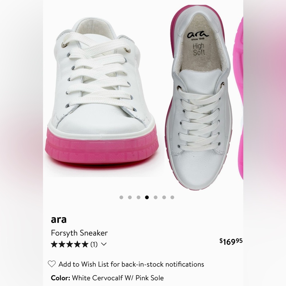 Ara Gaucho Soft White Pink Gum Sneakers Size 9.5
